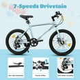 thumbnail image 2 of Aukfa 20" Kids Bike for Boys Girls,7-Speed Steel Frame,Dual Disc Brakes,Blue Silver, 2 of 8
