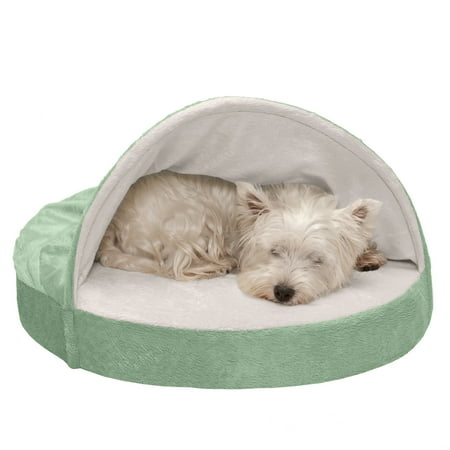 UPC: 0842229112412 | FurHaven Pet Products Microvelvet Snuggery Cooling Gel Memory Foam Pet Bed for Dogs & Cats – Sage 26 Base
