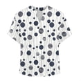 thumbnail image 3 of Camisetas Casuales de las Mujeres con Cuello en V Manga Corta Suelta de Moda Botón de Verano Impresa Camiseta, 3 of 5