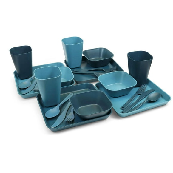 Coghlan's 4- Person Collapsible Camping Tableware Set – Durable, Lightweight, BPA-Free, Dishwasher Safe