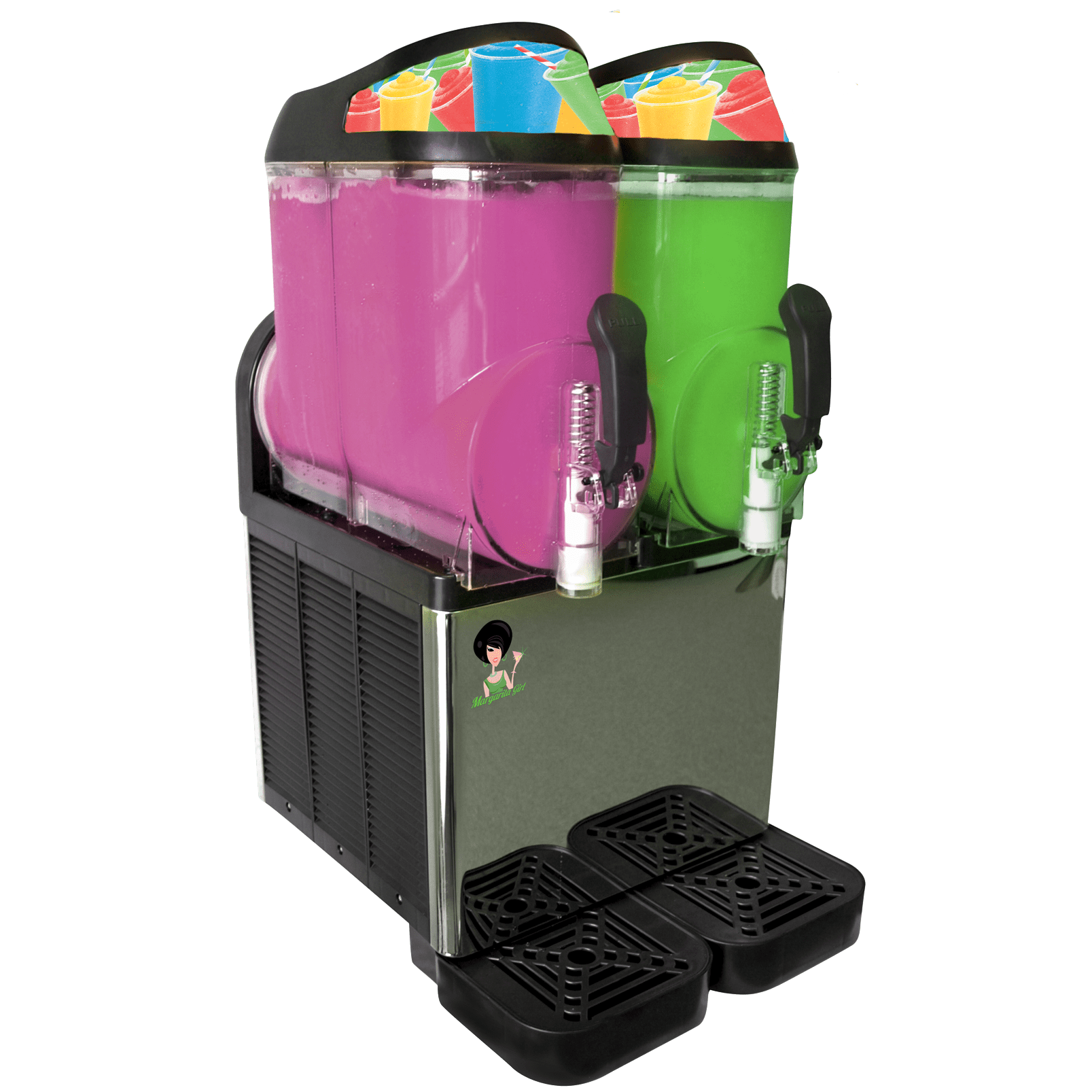 Black/Stainless Base Double Bowl Frozen Drink Machine 