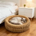 thumbnail image 6 of Tvtnvo Pet Bed Pet Bed Dog Bed Plush Round Donut Calming Bolster Self Warming Nest with Non Slip Base Machine Washable Removable Cushion Soothing Relaxed for Pets and Dogs Brown 15.7in, 6 of 6