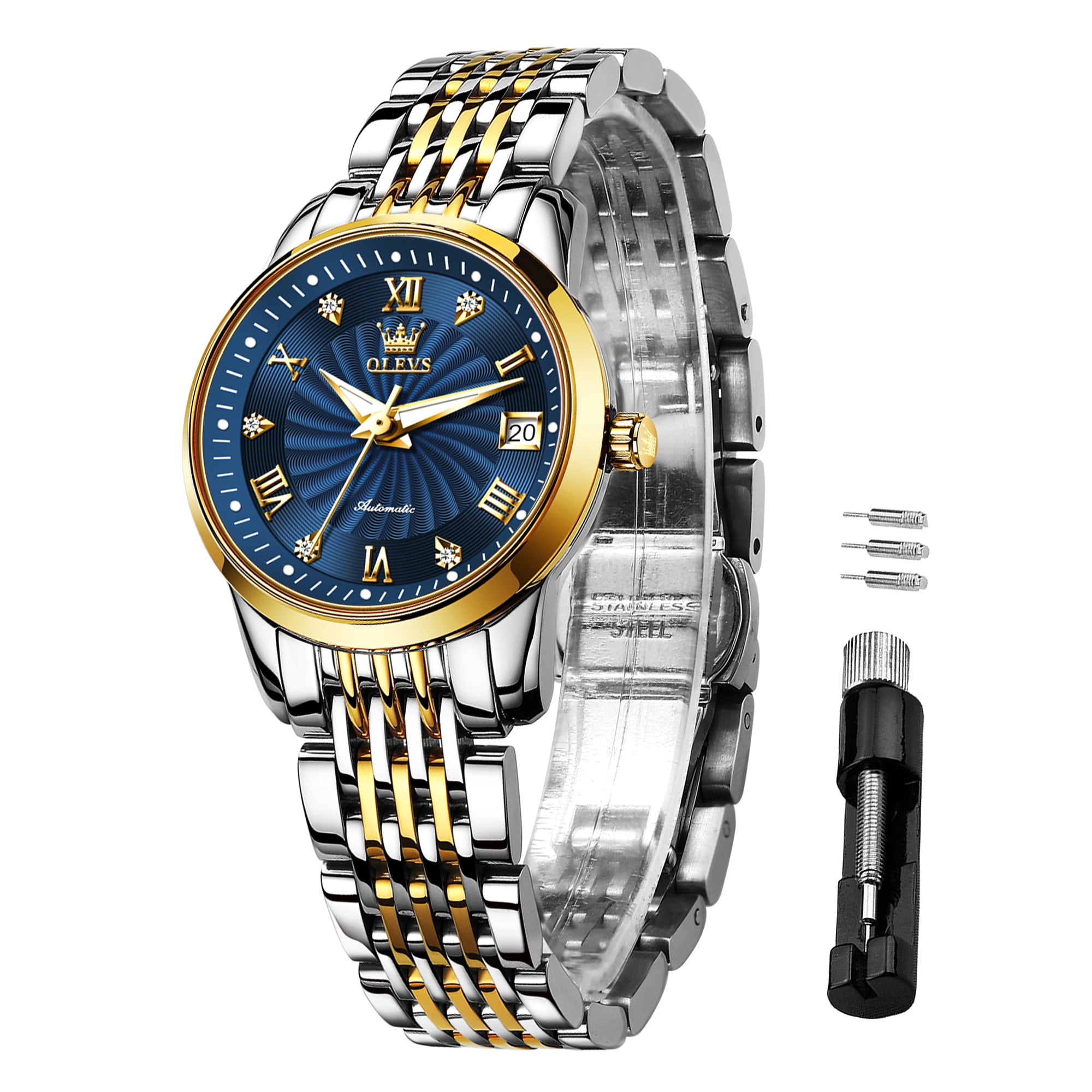 OLEVS Woman Watches Automatic Self Winding Diamond Rose Gold Ladies Fashion Olevs Women\u0027s Watch 7001