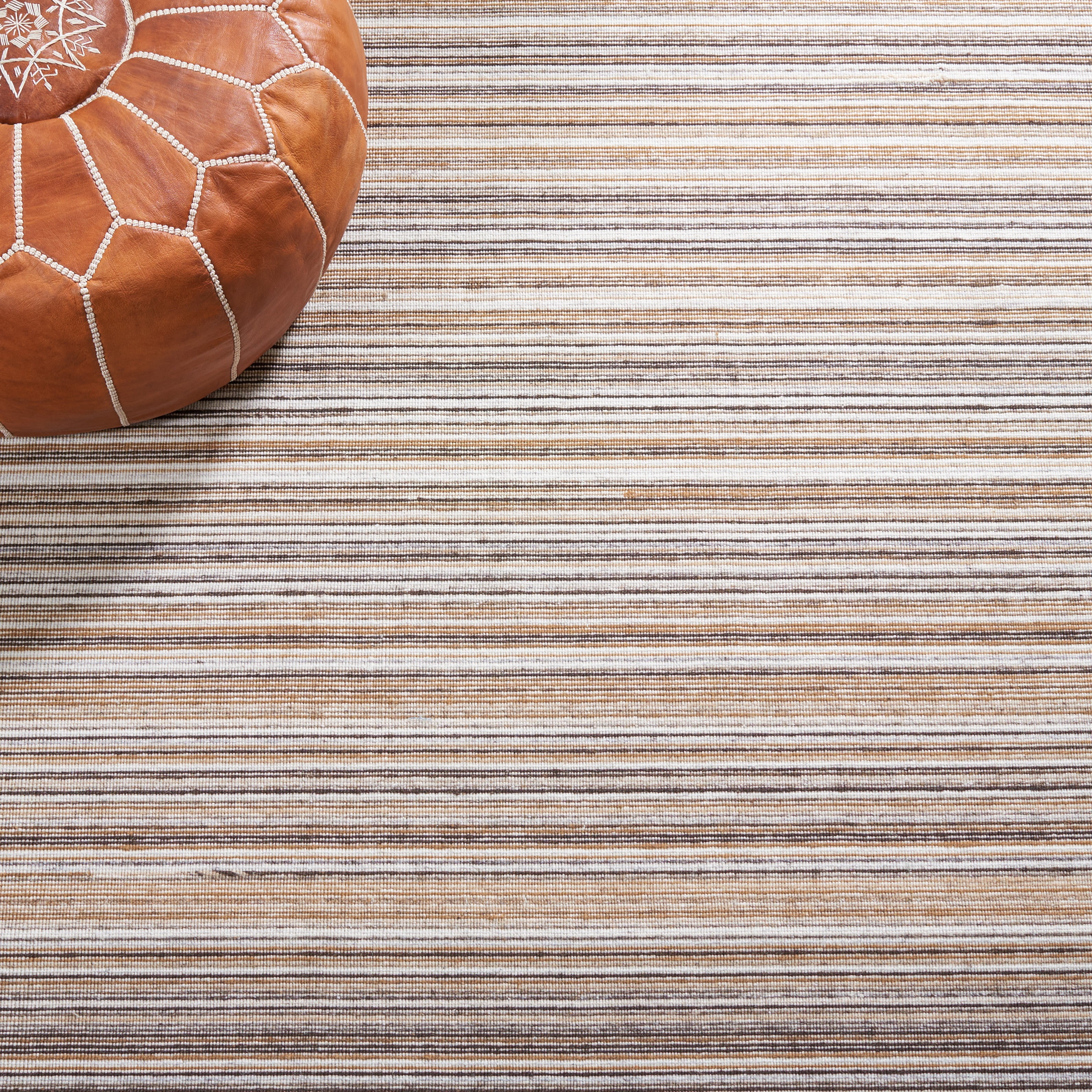 Safavieh Kilim Xaviera Striped Polyester Area Rug, Brown/Yellow, 6' x 6' Round