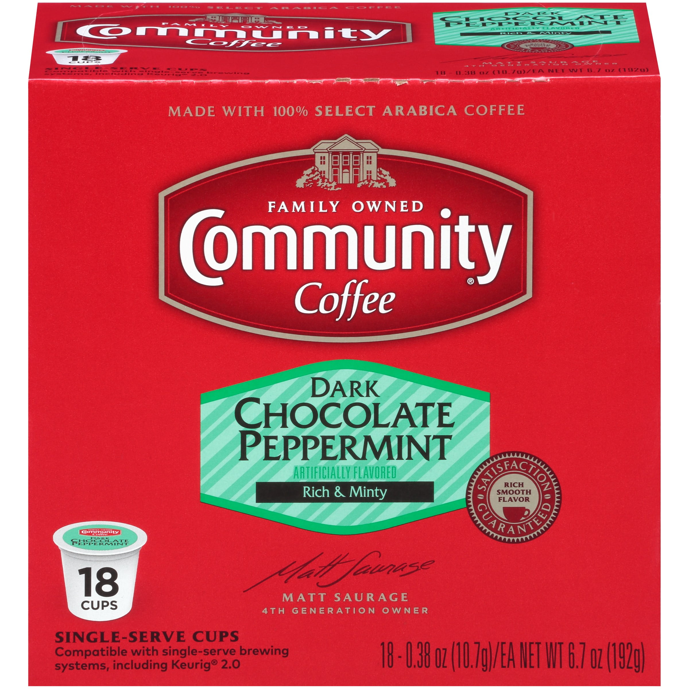 Community® Coffee Dark Chocolate Peppermint Coffee SingleServe Cups 18
