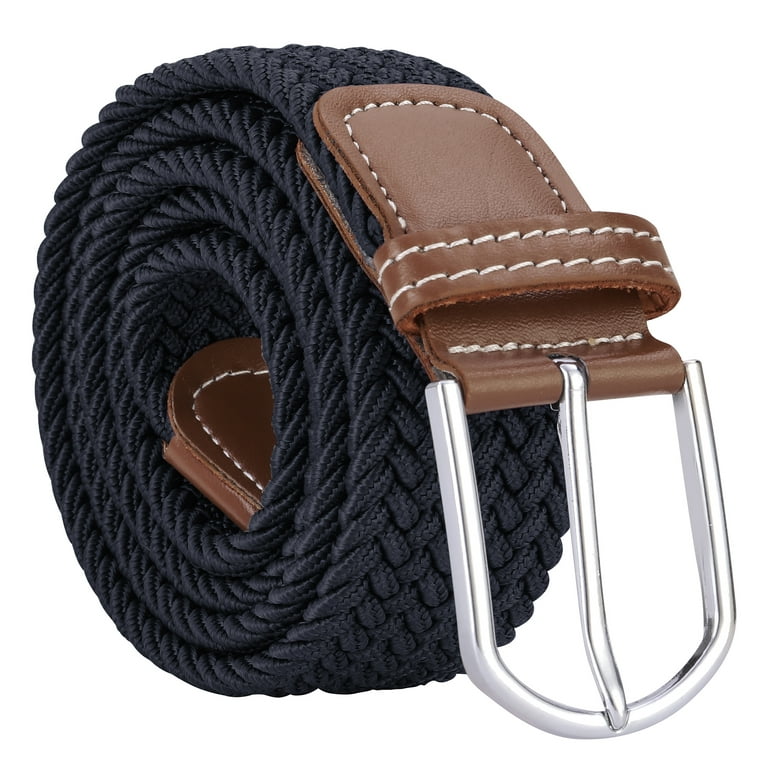 Men's Braided Stretch Elastic Belts - Plain Colors