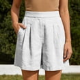 thumbnail image 2 of Atogsazn Womens Summer High Waisted Shorts Casual Dessy Pleated Cotton Linen Jogger Shorts Beach Pants White S Fashion, 2 of 9