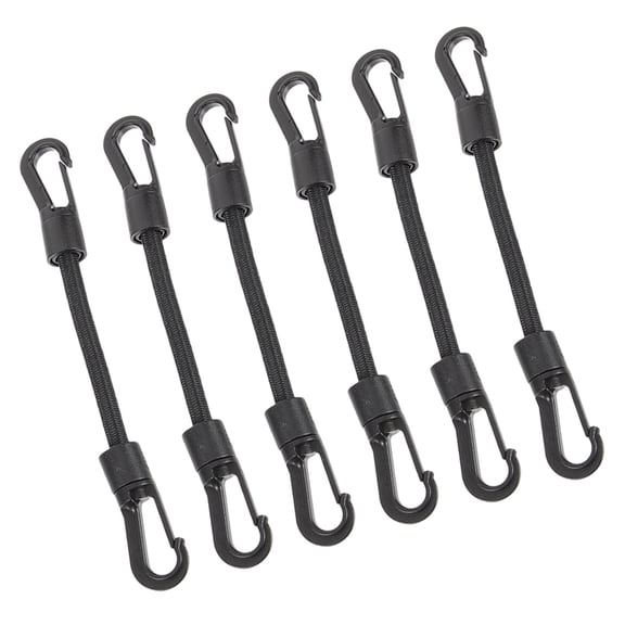 NICEXMAS 6Pcs Multi Use Black Buckle Strap with Hook Elastic Tie Down Strap for Camping and Cargo