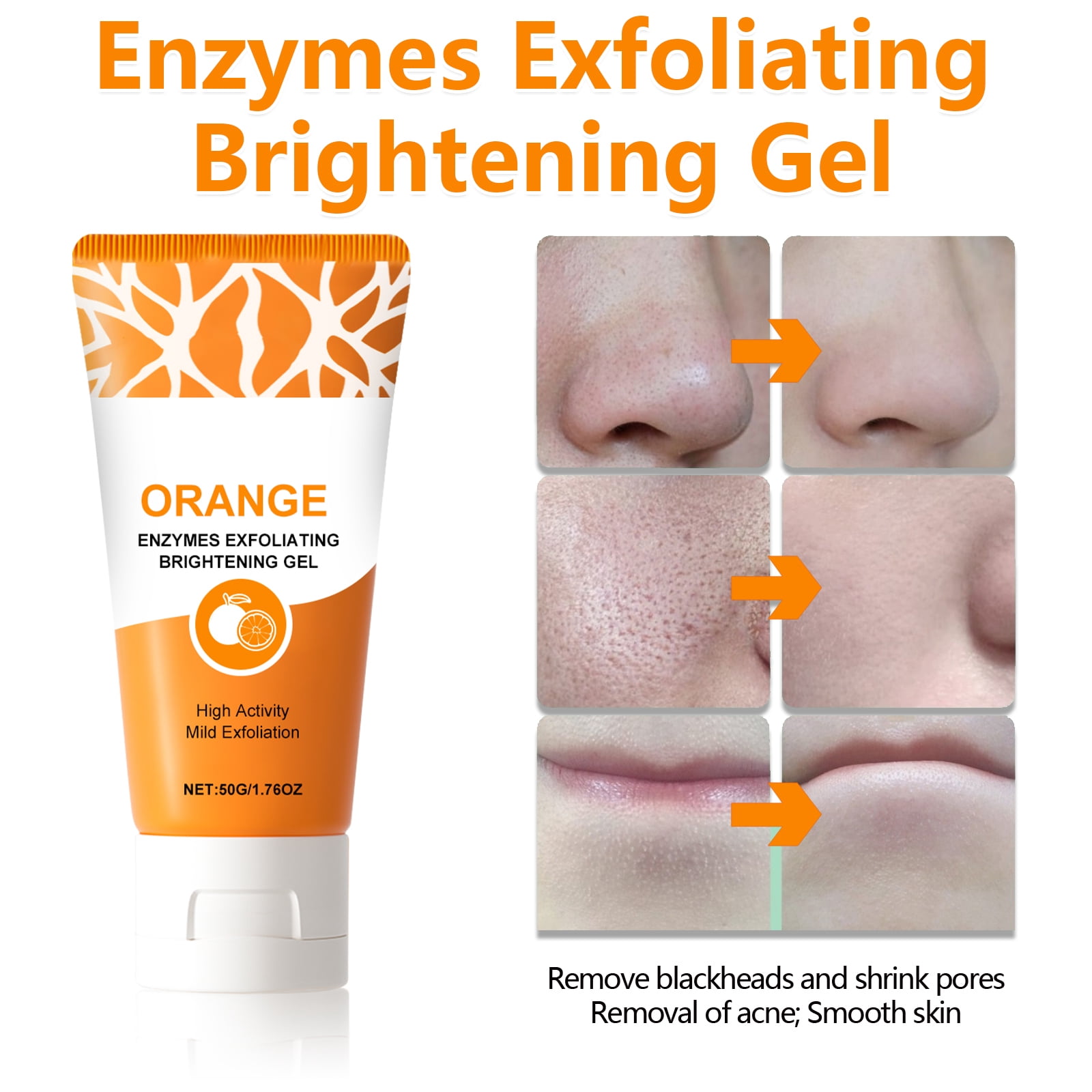 Alvantor Orange Exfoliating Gel for Face and Body, All Skin Types, 1.76oz