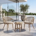 thumbnail image 3 of Dayalane Outdoor Dining Chairs Set of 2, Modern Rope Woven Patio Armchairs with Cushions, Wood-Look Metal Frame, All-Weather Furniture for Balcony, Backyard Bistro, Beige, 3 of 11