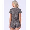 thumbnail image 5 of DARING DIVA Women's Ribbed Knit Pajamas Soft Stretchy O-Neck Short Sleeve Tops M Leopard, 5 of 8