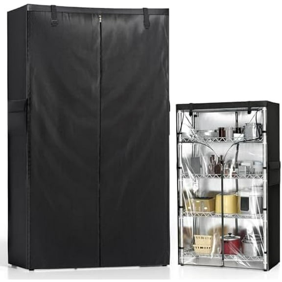 Waterproof Shelf Cover,Heavy Duty Dustproof Storage Wire Rack Covers, Wire Shelving Cover with Zipper One Side See Through Panel for Outdoor Indoor,48*18*71 inches