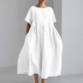 thumbnail image 1 of Liquidation d'Été 2025! Robe Grande Taille pour Femmes, Liquidation de Robe d'Été pour Femmes, Mode Femmes Été Décontractée Col Rond Manches Courtes Robe Unie, 1 of 4