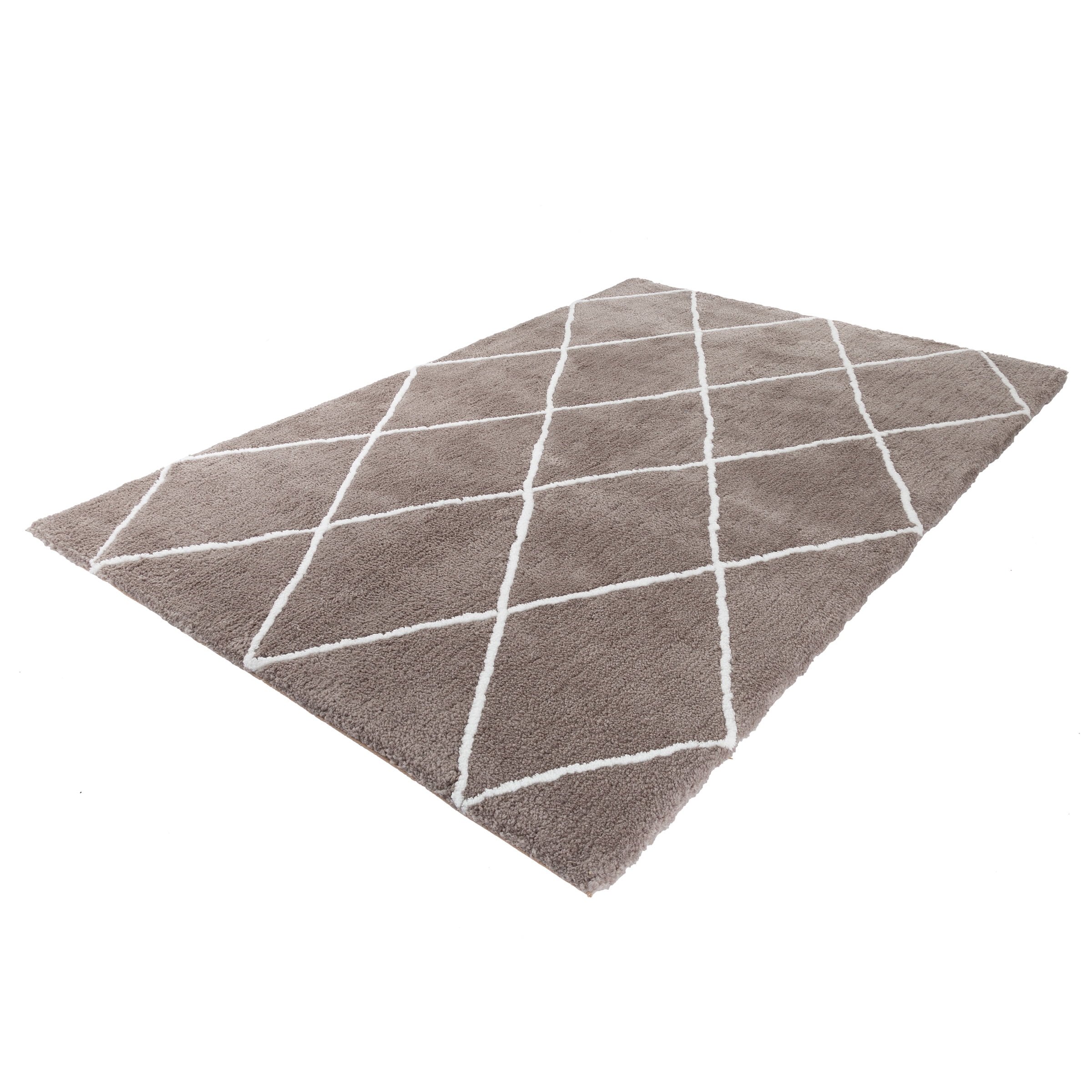 Somerset Home Diamond Shag Area Rug for Living Room - Plush Gray & Ivory(5’3”x7’7”)