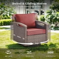 thumbnail image 3 of PARKWELL Outdoor Wicker Swivel Rocker Chair Set of 2,All-Weather Rattan Swivel Glider Rocking Lounge Chair,Patio Bistro Set for Porch Deck Backyard,Brown/Red, 3 of 10