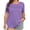 Purple, variant on Solid Color Plus Size Women Short Sleeve Crew Neck Casual Pleated Tee Shirt