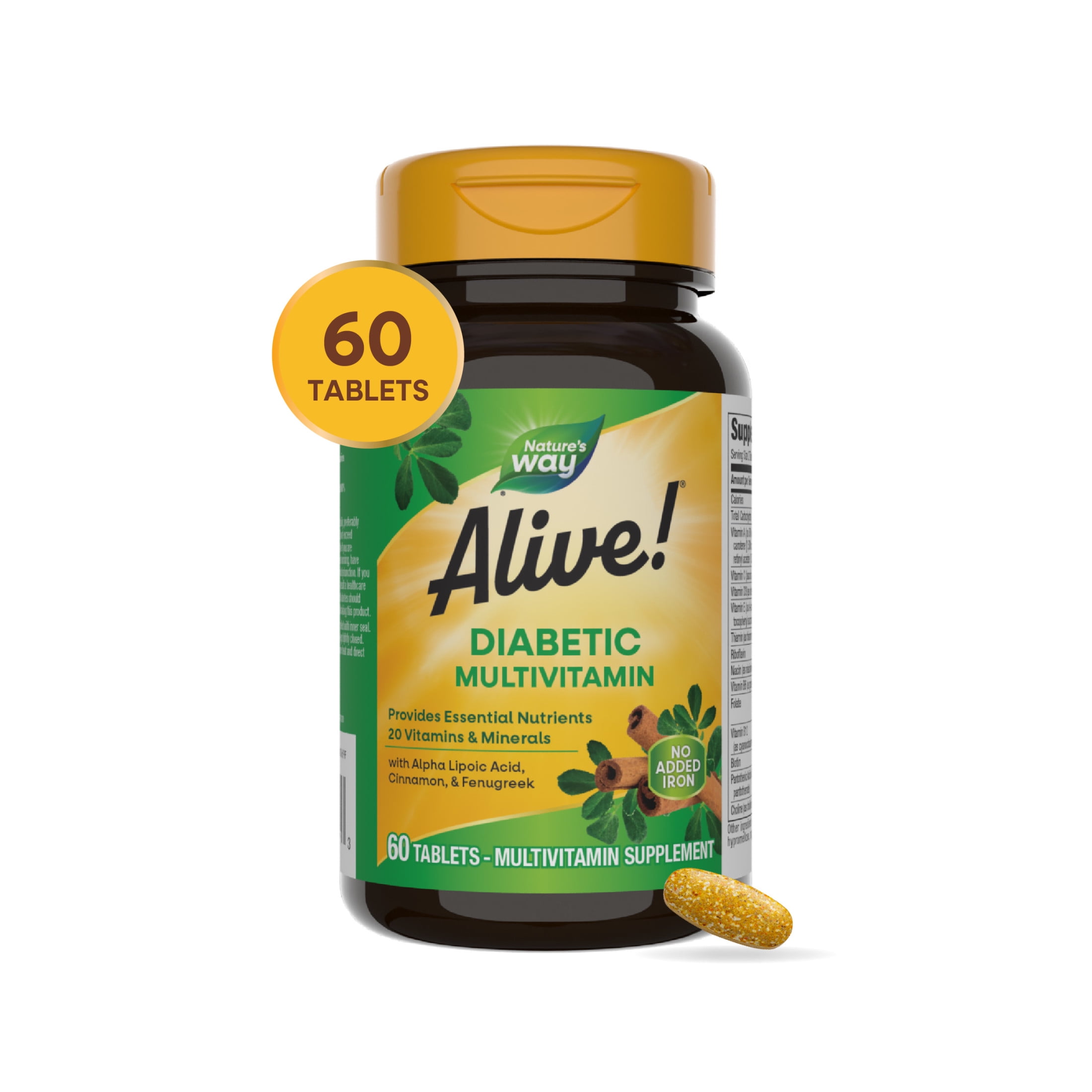 3 pack) Alive! Diabetic Multivitamin, Nutritional Support for