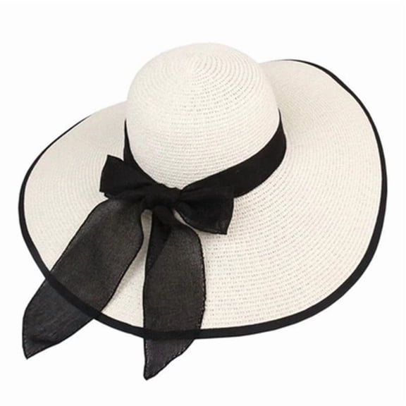 Yungyresw Wide Brimmed Sun Hat For Women Lightweight Bowknot Decor Daily Floppy Hat Outdoor Casual Travel Hiking Beach Cap Beige