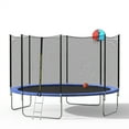 thumbnail image 3 of 12 FT Round Trampoline with Safety Enclosure Net, Basketball Hoop and Ladder, Spring Cover Padding and Easy Assembly Outdoor Recreational Trampoline Perfect for Family Outdoor Activities, Blue, 3 of 4