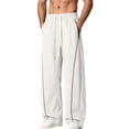 thumbnail image 3 of Babcutegg Mens Plus Size Sweatpants with Pockets Drawstring Loose Fit Spring Fall Athletic Casual Wide Leg Pants Beige Size 4XL, 3 of 8