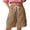 Khaki*, variant on Girls Cargo Shorts solid color Wide Leg Casual Elastic Summer Bottoms Shorts With Pockets Drawstring 5-16Y