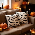 thumbnail image 5 of Halloween Ghost Mummy Embroidery Throw Pillow, 18"x18" Beige Decorative Linen Cushion with Ghost Mummy Bat Spider Star Embroidered Pattern for for Sofa Bed Couch Indoor Home Holiday Party Styling, 5 of 9