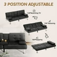 thumbnail image 4 of Vineego Modern Faux Leather Couch Convertible Folding Futon Sofa Bed with 2 Cup Holders,Black, 4 of 8
