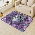 thumbnail image 2 of Tiger Rugs for Bedroom - Tiger Rug & Home Decor, Purple Floral Jungle Animal Rugs for Entryway, Washable Rugs, 2x3 Area Rug, Non Slip Soft Low Pile Indoor Door Mat, Girls Wildlife Carpet, 2 of 7