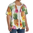 thumbnail image 4 of Vsdgher Hawaiian Pineappl Print Men's Wrinkle Free Untucked Cuban Shirt Business Casual Button Down Shirts Short Sleeve Shirt, 4 of 7