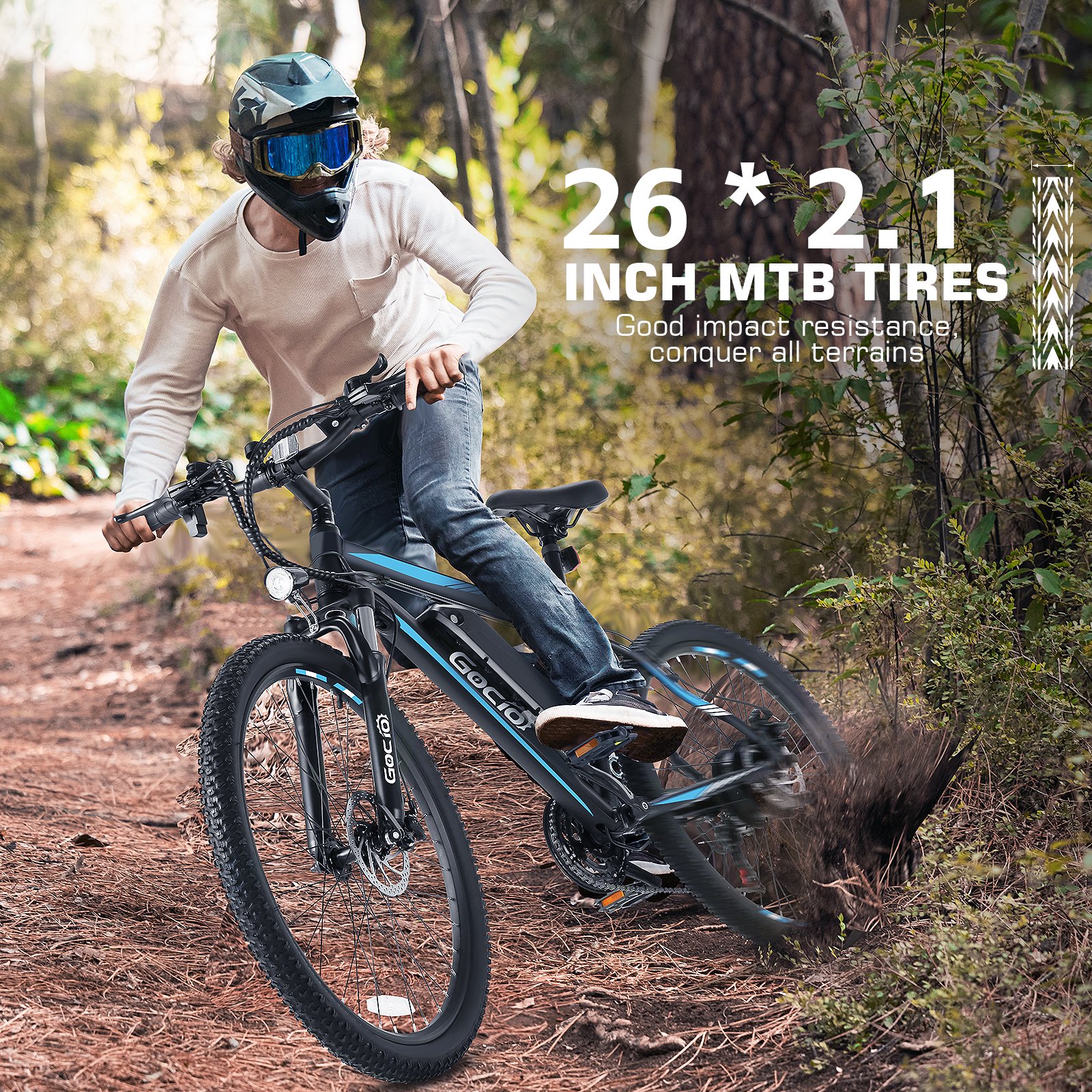 Gocio UL2849 Certified 26" Electric Bike for Adults, 750W Peak Motor, 48V 7.8Ah Battery, 20MPH Max Speed, Off-Road Mountain E-bike