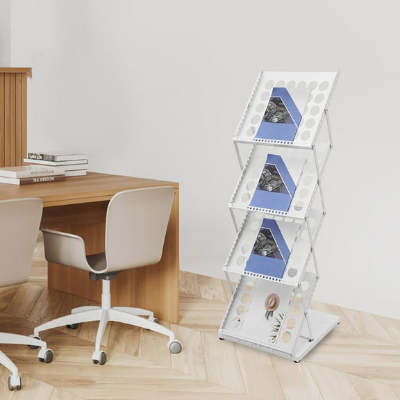 4 Tiers A3 Brochure Holder Literature Display Rack Portable Iron Magazine Stand