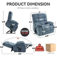 thumbnail image 2 of Power Lift Recliner Chair with Lumbar Heat Vibration Massage, Dual Motor Electric Lift Recliners Infinite Position Up to 350 LBS, Chenille Fabric Medium-Firm Lifting Assist Chair, Greyish Blue, 2 of 7