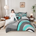 thumbnail image 4 of Feelyou Grey Cyan Abstract Ombre Bedding Comforter Set, Square Circle Geometric Twin Comforter Sets, Teen Kid Child Adult Reversible Bedding Set, Lightweight Room Decor, 2-Piece, 4 of 8