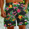 thumbnail image 4 of Midsumdr Mens Shorts 2025 Fashion Special Floral Printed Chinese Red Drawstring Shorts Beer Festival Beach Casual Plus Size Mens Shorts, 4 of 7