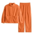 thumbnail image 2 of NominalSnug Flannel Pajamas for Women Sets Full Zip up Fuzzy Fleece Cardigans Wide Legh Pants Winter Thicken Warm Lounge Sleepwear 2 Piece, 2 of 8