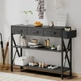 thumbnail image 2 of 47" Entryway Table, Lofka Console Table Sofa Table with 3 Drawers, 3 Tier Storage Shelves, Fabric Bag, Rustic Brown, 2 of 8