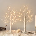 thumbnail image 3 of Vanthylit Árbol de Navidad de mesa, árbol de abedul blanco con luces LED, juego de 2, luces de árbol de color blanco cálido, temporizador con pilas, decoraciones de Navidad, árbol iluminado para decor, 3 of 4
