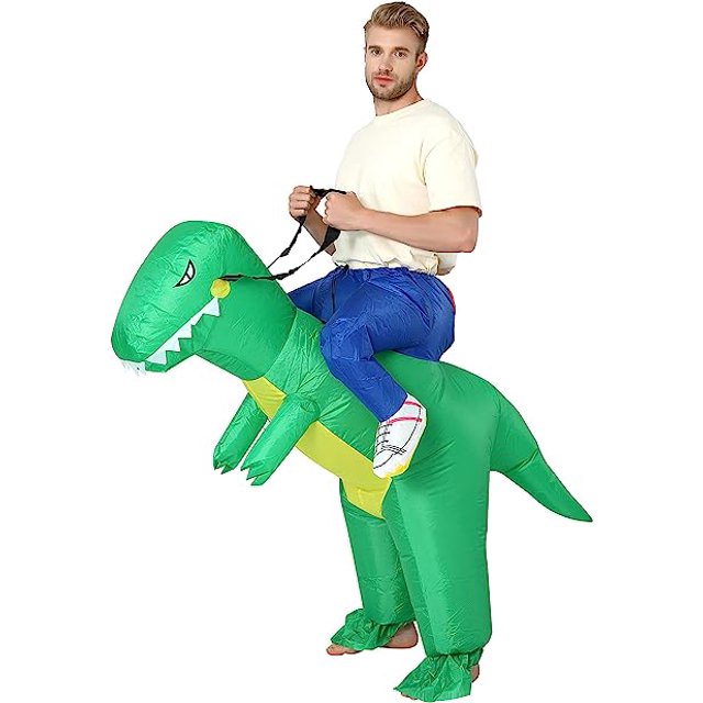 Disfraz (Verde) Dinosaurio inflable para adultos Disfraz de dinosaurio inflable divertido Disfraz de dinosaurio inflable divertido Disfraz de fiesta de Halloween Rojo Verde
