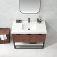 thumbnail image 6 of Mahon 42B" Bath Vanity in N. American Deep Walnut with White Grain Stone &Mirror, 6 of 16