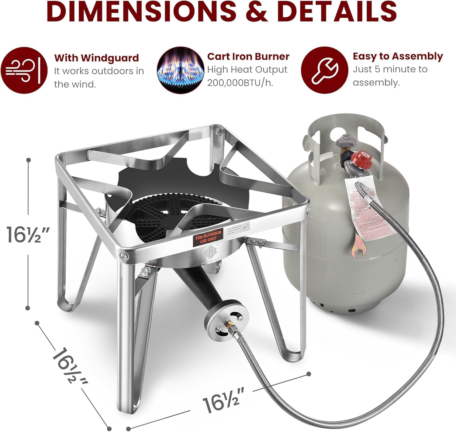 ARC Stainless Steel Mexican Cazo Para Carnitas With 200,000 BTU Propane Stove,Great for Carnitas, Braising, Seafood Boiling, Inoxidable Wok comal Fry,For Outdoor Cooking (69QT)