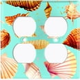 thumbnail image 2 of Metal Light Switch Wall Plate Outlet Cover (Colorful Sea Shells Pattern Teal - Double Duplex), 2 of 2