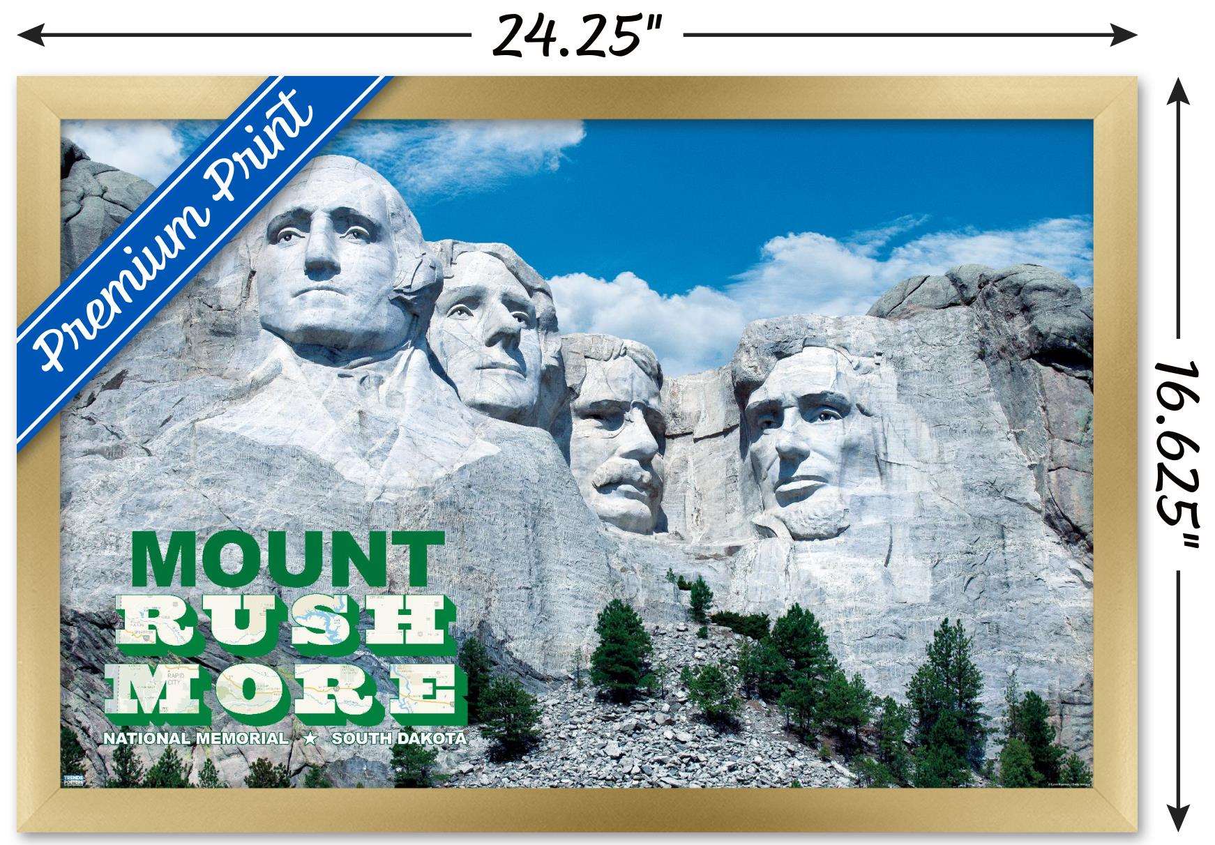 Mount Rushmore Wall Poster, 14.725" x 22.375", Framed
