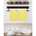 thumbnail image 3 of Yellow Moire Kitchen Dish Towels for Drying Dishes Set of 2, Water Ripple Stripe Farmhouse Waffle Weave Microfiber Hand Tea Bathroom Towels Quick Dry & Absorbent Towel 15.7x23.6, 3 of 7