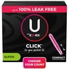 U by Kotex Click Compact Tampons, Super, Unscented, 45 Count
