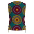 thumbnail image 4 of Bintarealwax Women's Tribal Print Vest Sleeveless V Neck Button Down Bow Tie Side Office Waistcoat Outerwear WY11075, 4 of 5