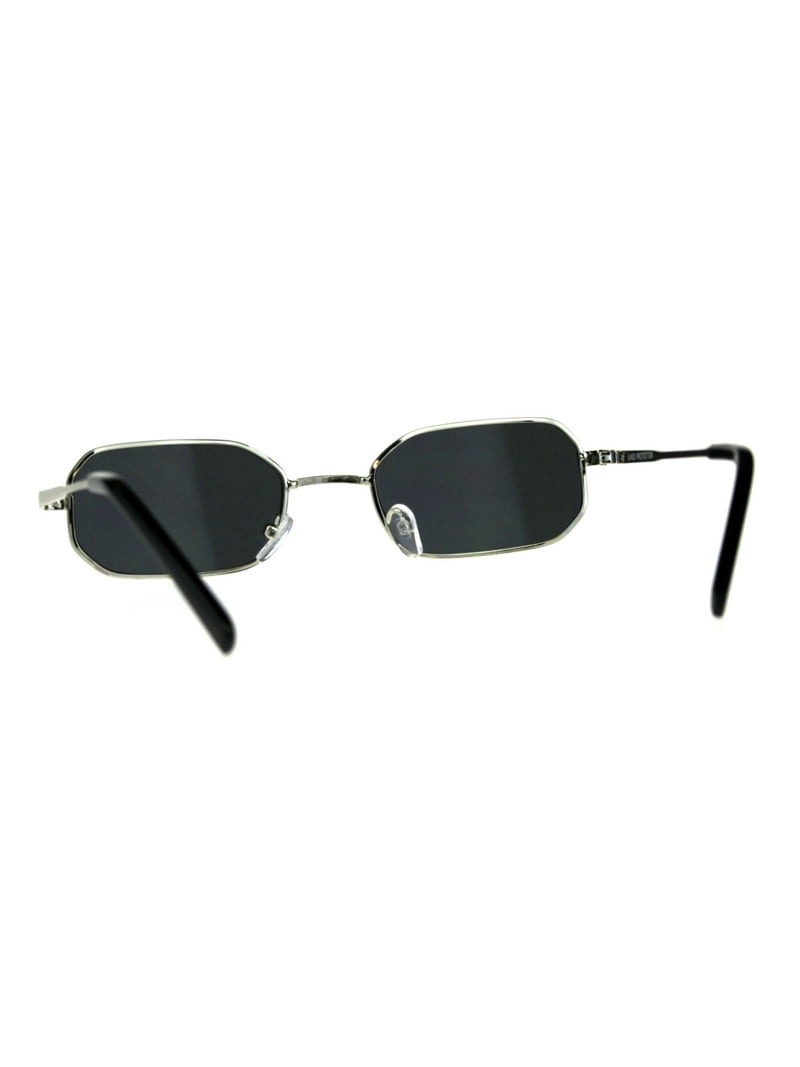 Mens Narrow Metal Rim Rectangular Hippie Pimp Sunglasses  display picture 3