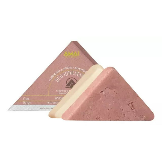 AMAI Dúo Hidratante en Barra Shampoo y Acondicionador - Rosas y Almendras