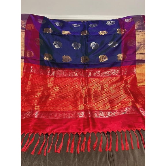 Wedding Saree Uppada Silk Sari Traditional Indian Partywear Saree Festival Outfit Ethnic Wear Reception Sari for Women Festive Wear Navy Blue