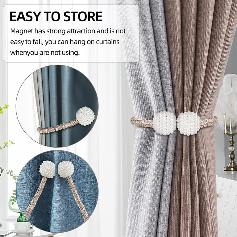 Astarin 6 Pcs Magnetic Curtain Tiebacks, Modern Simple Style