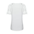 thumbnail image 4 of DYMADE Womens Casual Lace Stichting Short Sleeve V-Neck Floral Printed Summer Basic T-Shirts Blouses, 4 of 4